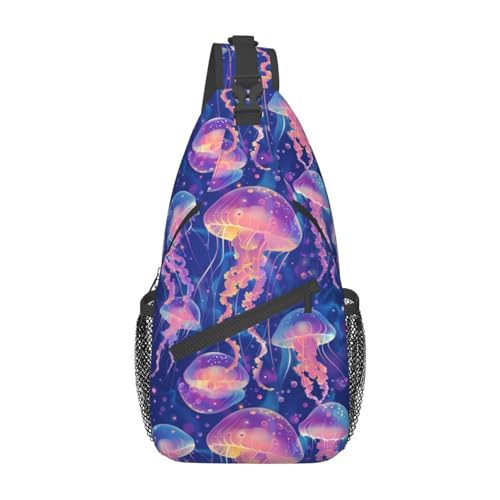 Jellyfish Sling Backpack Chest Bag Crossbody Shoulder Bag Gym Cycling Travel Hiking Daypack For Men Women