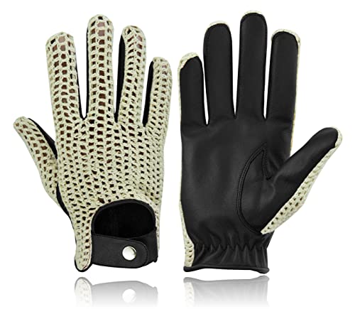 Classic English Leather Driving Gloves - Crochet Back, Lambskin, Vintage Chauffeur Style 11 thumbnail image