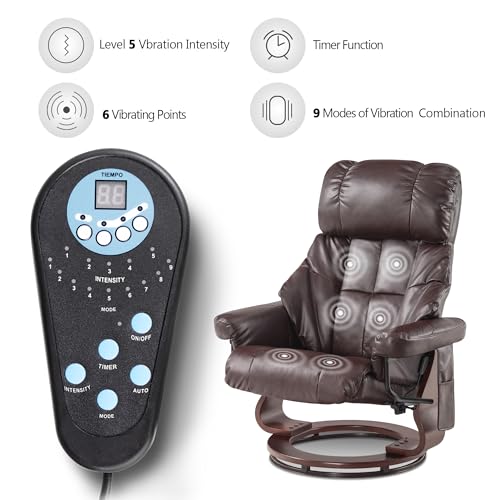 Sillón reclinable con otomán marrón oscuro miniatura 5