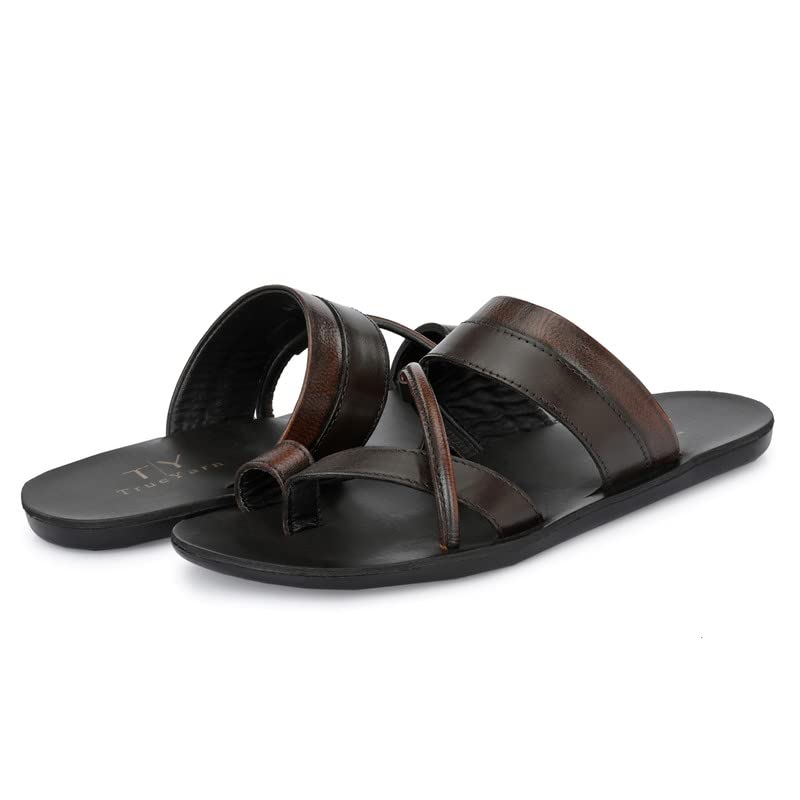 Image of Men's Original Leather Slippers | Thong Slippers For Men | Stylish & Trendy | Double Toned | Durable | Casual