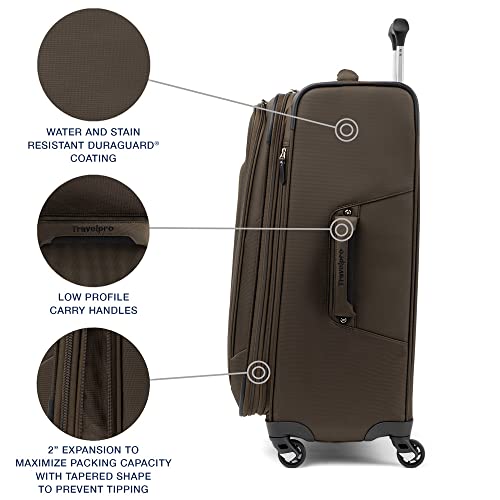 Travelpro Maxlite 5 Softside Expandable Checked Luggage with 4 Spinner Wheels, Lightweight Suitcase, Men and Women, Mocha, Checked Medium 25-Inch - Image 5