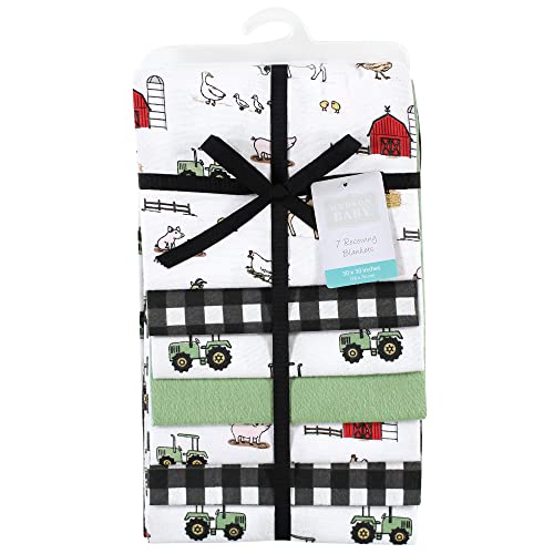 Image of Hudson Baby Unisex Baby Cotton Flannel Receiving Blankets Bundle, Boy Farm, One Size
