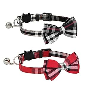 CHUKCHI Katzenhalsband mit Schleife und Glöckchen, 2 Stück