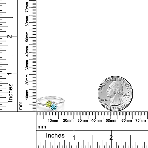 Gem Stone King 10K White Gold Customized and Personalized 2 Gemstone Birthstone and White Diamond Engagement Ring | Wedding Anniversary Promise Ring For Women | Size 5,6,7,8,94