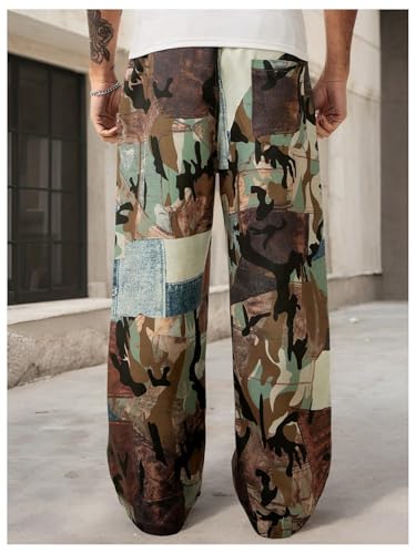 GORGLITTER Men's Baggy Camo Pants Wide Leg Drawstring Waist Lightweight Trousers with Pockets3