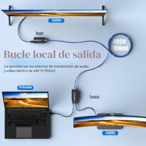 Extensor HDMI por cable de red RJ45 que duplica la señal con salida Loop Out 5