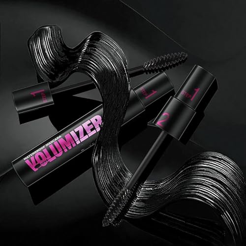 Image of 2 In 1 Dual-Brush Black Mascara Waterproof, Long Lasting, Smudge Proof, Thickening, Lengthening, Curling Natural Lashes, Fiber Lash Mascara (Black)