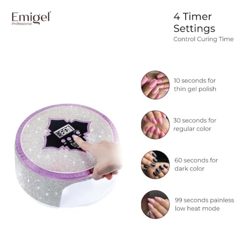 Image of Emigel Nail UV Lamp 380W | Fast Dryer for Nail Gel Polish | UV Nail Curing Lamp | Professional UV Nail Lamp 2 in 1 UV LED Lamp Dryer | Large Space for Both hands | For Salon & Home Use. (grey, 180w)