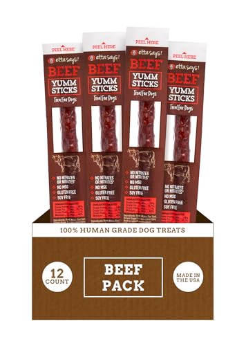 etta says! Yumm Sticks - Real Meat Beef Dog Jerky Treats - Human Grade - Made in The USA (12 Count Pack of 1)