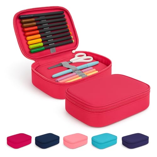 Estojo Escolar Grande Box Organizador Multiuso 100 Lápis Unissex (Pink)