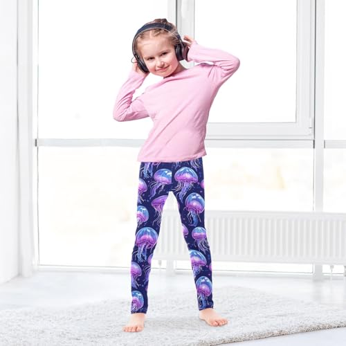 Purple Jellyfish Cute Girls Leggings Soft Stretch Workout Yoga Dance Pants for Kids Casual Tights4