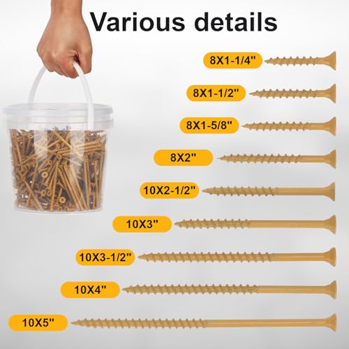 deck screws 10 x 2-12 t25 star torx drive flat head wood screws tan 5lb