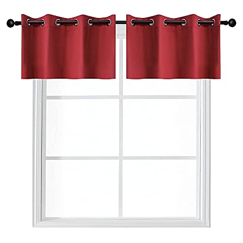 Ygo Solid Grommet Top Blackout Curtain Valance - Window Treatment For Living Room Short Straight Drape Valance Set Of 2 Panels (52 X 18 Inch, Red) #TOP1