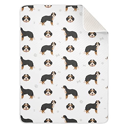 Image of Swaddle Blanket Bernedoodle Dog Cotton Blanket for Infants, Receiving Blanket, Lightweight Soft Swaddling Blanket for Crib, Stroller, Nursery Blankets, 30X40 in