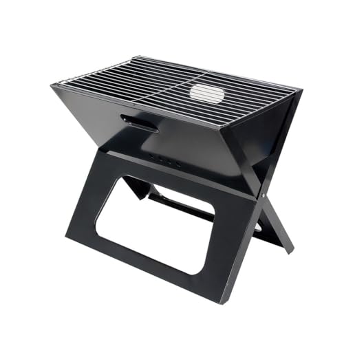Estufa de Barbacoa portátil con Forma de X, Plegable, para Exteriores, con Borde de Rejilla, 48,5 x 30,5 x 40 cm