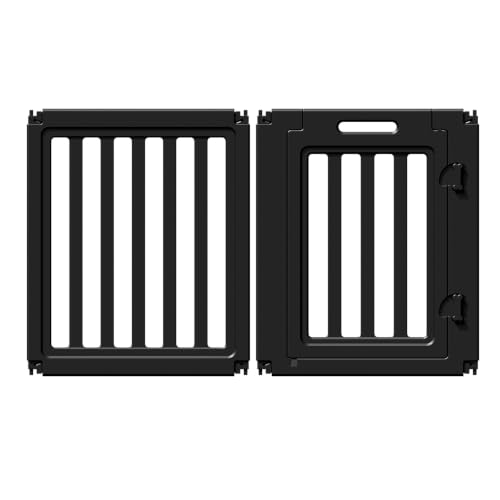 Image of EVERFRONT Dog Playpen with Door - Dog Pen Indoor - Easy Assemble Dog Play Pen - Puppy Playpen, Cat Playpen, Small Animal Playpen, Dog Play Pen Indoors (Black, 24 inch, 1 Door+1 Panel)