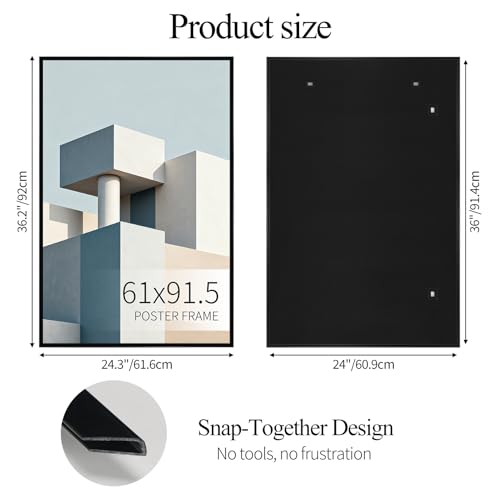 RLAVBL Bilderrahmen 61x91,5 cm - Set mit 6 Stück, Elegante Schwarze Posterrahmen, Perfekt für Wanddekoration in Büros und Wohnungen