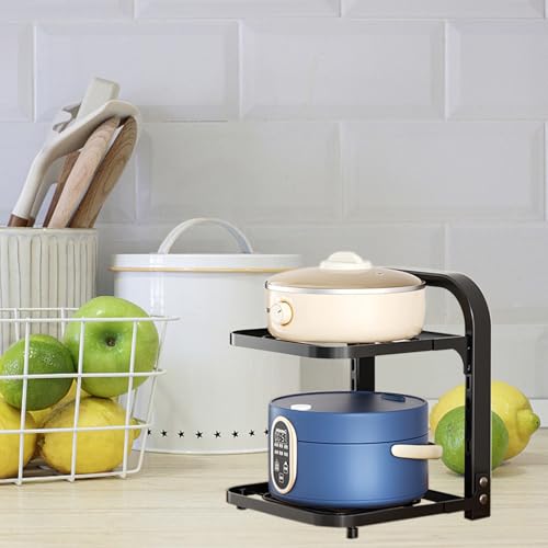 Refein Pots and Pans Organiser Rack, 2 Tier Adjustable Non-slip Dividers, Saucepan Storage Organiser for Cupboard, Kitchen Counter Cabinet Organizer Rack for Heavy-Duty Griddles Skillets, Black - Image 5