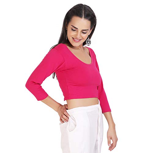 Image of Fressia Fabrics Women's Cotton Readymade Saree Blouse Stretchable Crop Top Choli Bustier Top