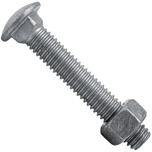 Image of Carriage Bolts 3 /8-16 x 2-1 /4 inch: w /Nuts Galvanized Bulk Carriage Bolt ~ Coarse Thread (2 1 /4 inches Long) (25 Pieces) - Chain Link Fence Carriage Bolt w /Nuts