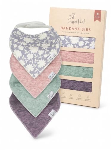 Image of Copper Pearl Baby Bibs 4 Pack, Bandana Drool Bibs for Baby Girl & Boy, Soft Cotton Bibs for Drooling and Teething