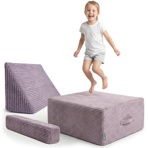 KiddyMoon Hüpfpolster Für Kinder Hüpfmatratze Kindertrampolin Für Zuhause Turnmatte Matratze Zum Hüpfen Abnehmbarer Bezug Waschbar Violett