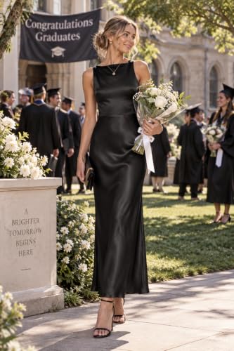 Image of Summer Backless Satin Maxi Dresses for Women 2026 Formal