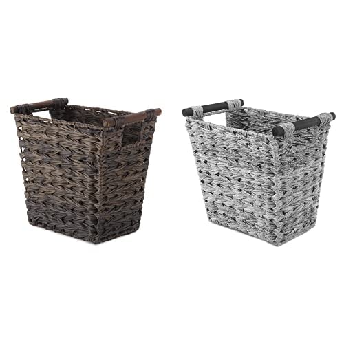 Photo 1 of (BROWN BASKET ONLY)Whitmor Split Rattique Driftwood Brown Waste Basket