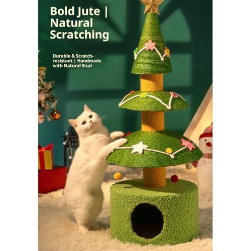 Arbre chat sapin de Noël solide pour occuper un chat s'ennuyant