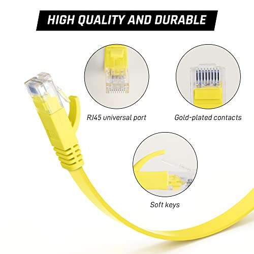 Fanpl Cat 6 Ethernet Cable For Nintendo Switch Oled, 9.84 Ft, Rj45 Internet Network Lan Patch Cords, 500Mhz, 10Gbps, Flat Lan Wire, High Speed Lan Cable For Gaming, Ps 5, Xbox, Router (Yellow) #TOP2