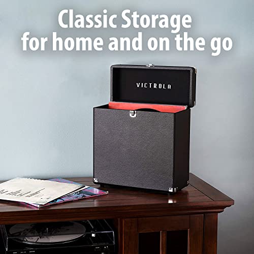 Image of Victrola Collector - Vinyl Record Storage Case, Holds 30+ LPs - Turquoise | Vinyl record storage case, holds 30+ LPs (33 /45 /78), corner guards, heavy-duty hinges, dust and scratch protection