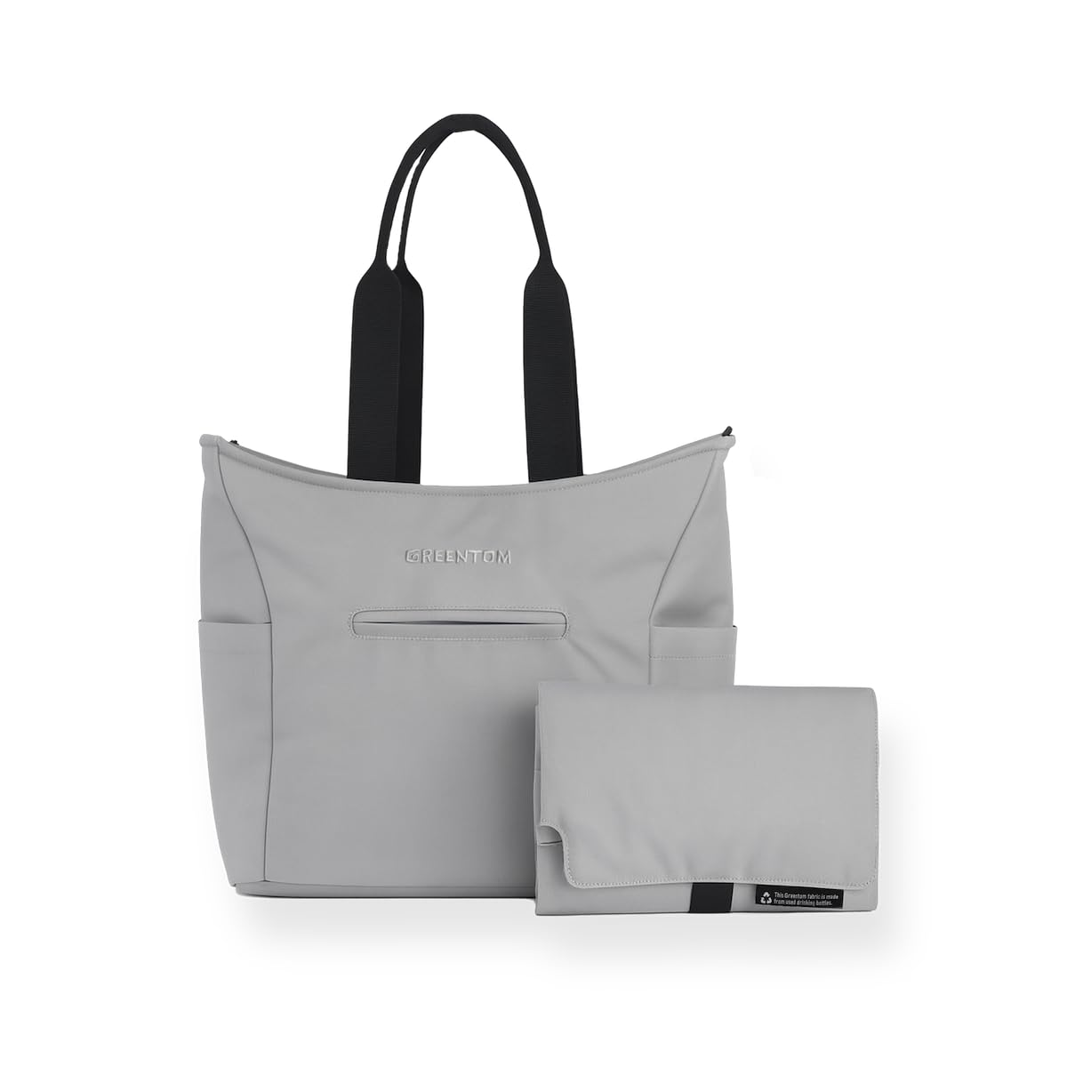 Greentom Diaper Bag, Grey, 35 x 35 x 15 cm, Simple diaper bag with changing mat (including multiple pockets and bottle holder)