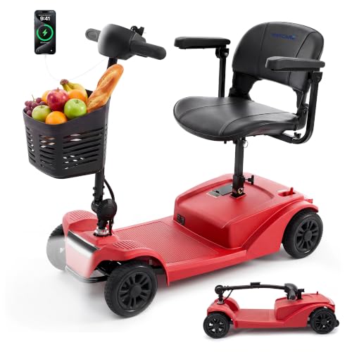 WAYCARE Mobility Scooter for Adults & Seniors, 300 lb 10-15 Mile Range Red