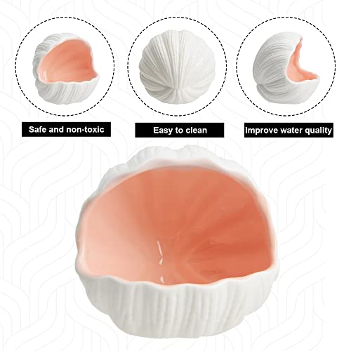 Image of Aquarium Shell Shape Ceramic Cave Decoration, Fish House Conch Thematic Ornament for Betta Fish Passing or Hiding, Betta Tank 5.1inch Fish Tank Decoration (Pink, M)