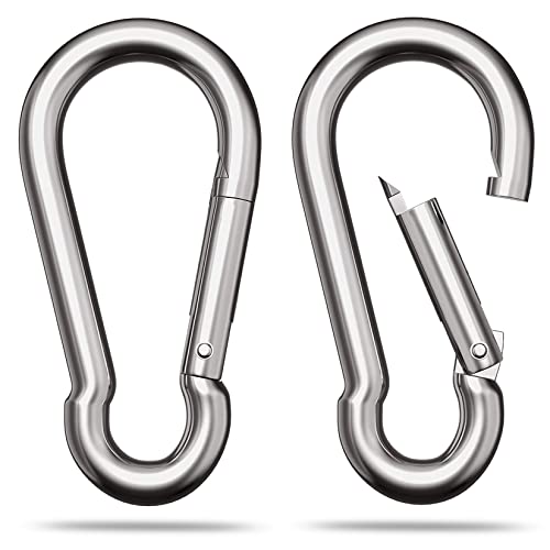 Dmjia® 2 Piezas Mosqueton Escalada 80 x 8 mm, Mosquetones Acero Inoxidable La Capacidad de Carga es de 245 kg, Mosquetones Escalada, Mosqueton Grande, Mosquetón Seguridad Cover