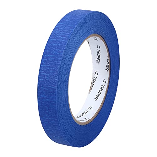 Truper MSK-3/4A, Masking tape, 3/4' x 50 m, azul, papel crepado