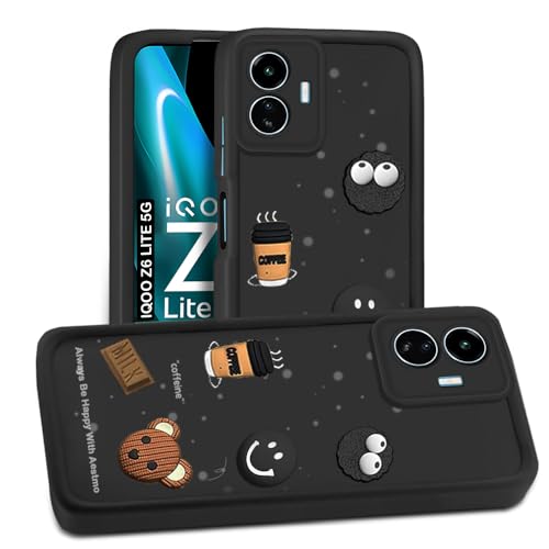 Image of AESTMO Back Case Cover for iQOO Z6 Lite 5G Cover | Cute Fun Cartoon 3D Ball | Coffee Silicone Case | Full Body Protection | Camera Protection Back Cover for iQOO Z6 Lite 5G (Black)