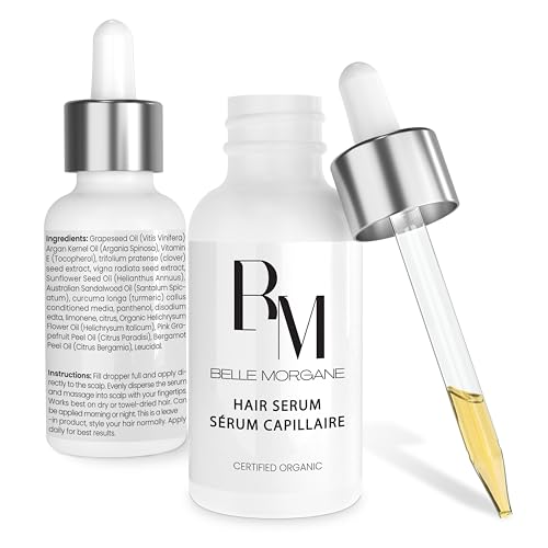 Belle Morgane Hair Growth Serum with Vitamin E, Turmeric & Argan Oil, Organic Dry Scalp Treatment for Women - Natural Serum for Hair Loss & Thinning Hair - Promotes Regrowth and Thickening