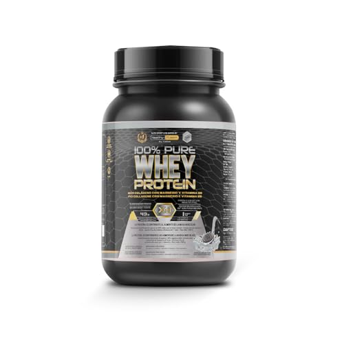 Whey Protein Healthy Fusion | Proteína pura con Colágeno, Magnesio y Vitamina B6 | 43g proteína + 9g BCAA | Mejora tus entrenamientos, aumenta masa muscular y fortalece articulaciones | 1 kg
