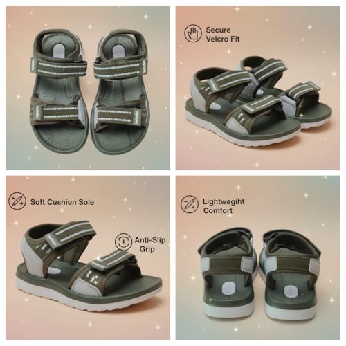 Image of Kids Open Toe Sports Sandals | Comfortable Lightweight Double Welcro Outdoor Athletic Sandals for Boys, Girls & Toddlers | Daily Play Shoe (1-10 Years)