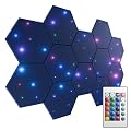 ZenSonic 12 Pack Self-adhesive Sound Proof Foam Panels for Walls 12" X 10" X 0.4" - Hexagon Acoustic Panels with Fiber Optic Starlight, Stylish Soundproof Wall Panels Absorb Noise and Wall Decor Blue