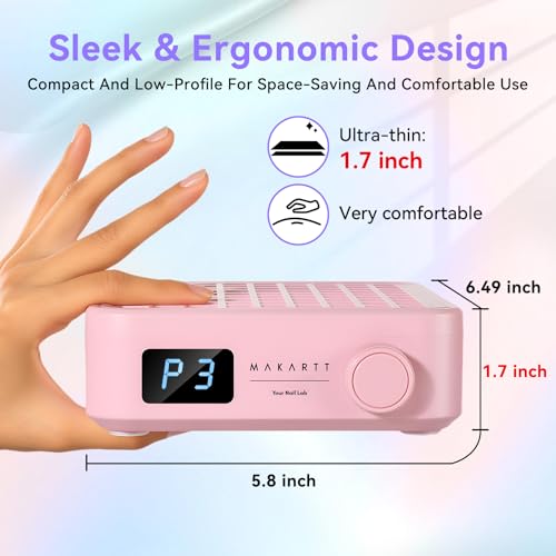 Image of Makartt Professional Nail Dust Collector - Powerful Dust Collector Nail Tech Quite Suction Machine for Acrylic Nails Manicure & Pedicure Salon & Home Use Includes 10pcs Filters & Dust Brush Pink