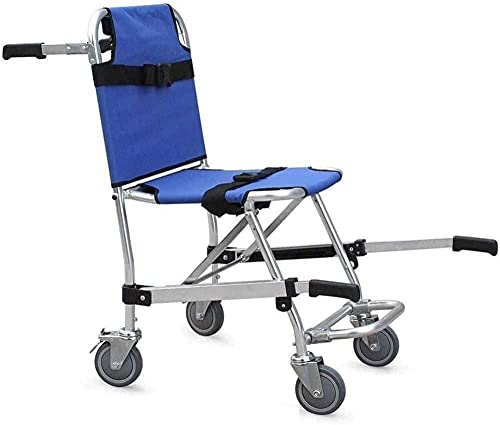 GaoFan FLJMR Emergency Stair Chair Ambulance Firefighter Evacuation Transport Stair Stretcher Lightweight Aluminum Alloy Stair Lift Foldable Climbing Wheelchair-Blue