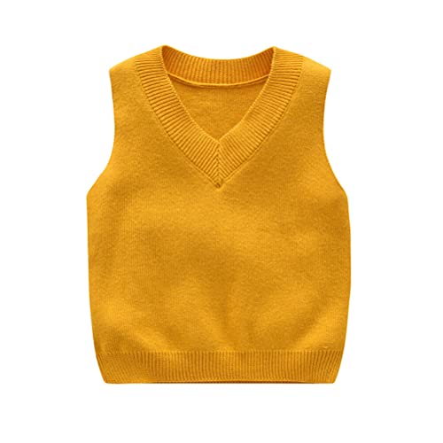 Baby Boys Girls V Neck Knitted Sleeveless Pullover Sweater Vest Toddler School Uniform Waistcoat Tops