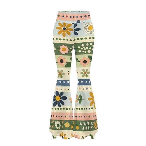 Pantalones de yoga acampanados con cintura alta y estampado floral integrado