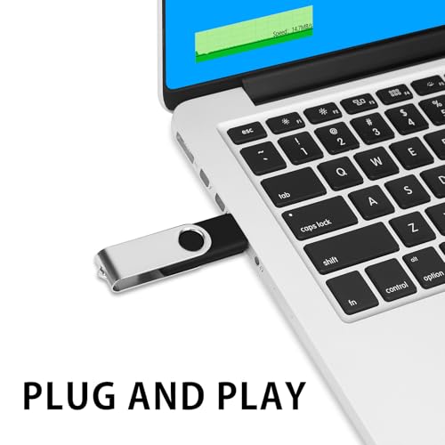 Image of 2-Pack of 64GB exFAT USB2.0 Flash Drive EASTBULL Thumb Drive (Black) | Swivel & Fold USB Drives 64GB Metal Memory Stick for Data Storage
