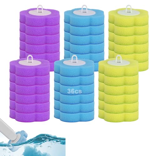 Einweg-Toilettenbürste, Toilettenschüssel-Reinigungsbürste mit 54 Nachfüllungen, Einweg-WC-Reinigungssystem mit Halter für die Badezimmerreinigung (36 Bürstenköpfe (3 Geschmacksrichtungen))