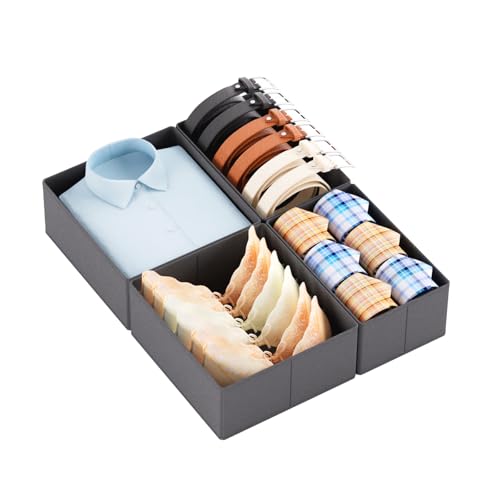 Yucch Schubladen Organizer 4er Set – passend für IKEA PAX 50x58 cm, faltbare Aufbewahrungsboxen mit verstärktem Boden für Unterwäsche, Socken & Babykleidung (Grau)