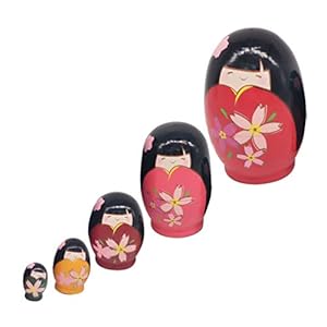 EXCEART 5 stuks Russische poppen om te nesten, kleurrijke Matrjoschka-pop, houten pop, speelgoed, cadeau, pop om te…