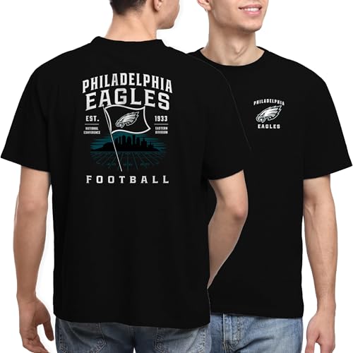 Junk Food NFL - Unisex Adult Short Sleeve Fan Tee - Philadelphia Eagles Field Flag - Officially Licensed - Black - Medium